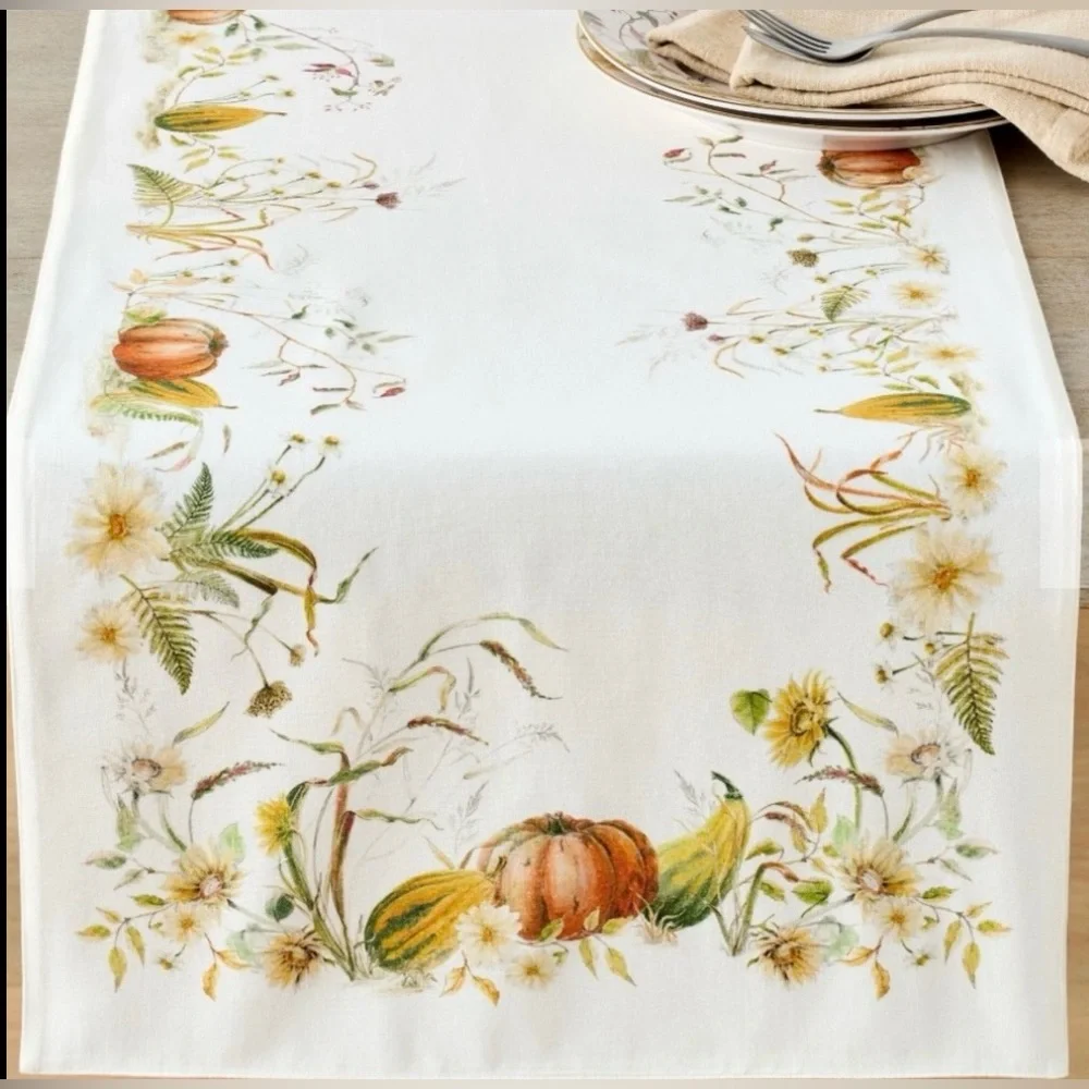Pottery Barn Bedford Harvest Cotton/Linen Table Runner
